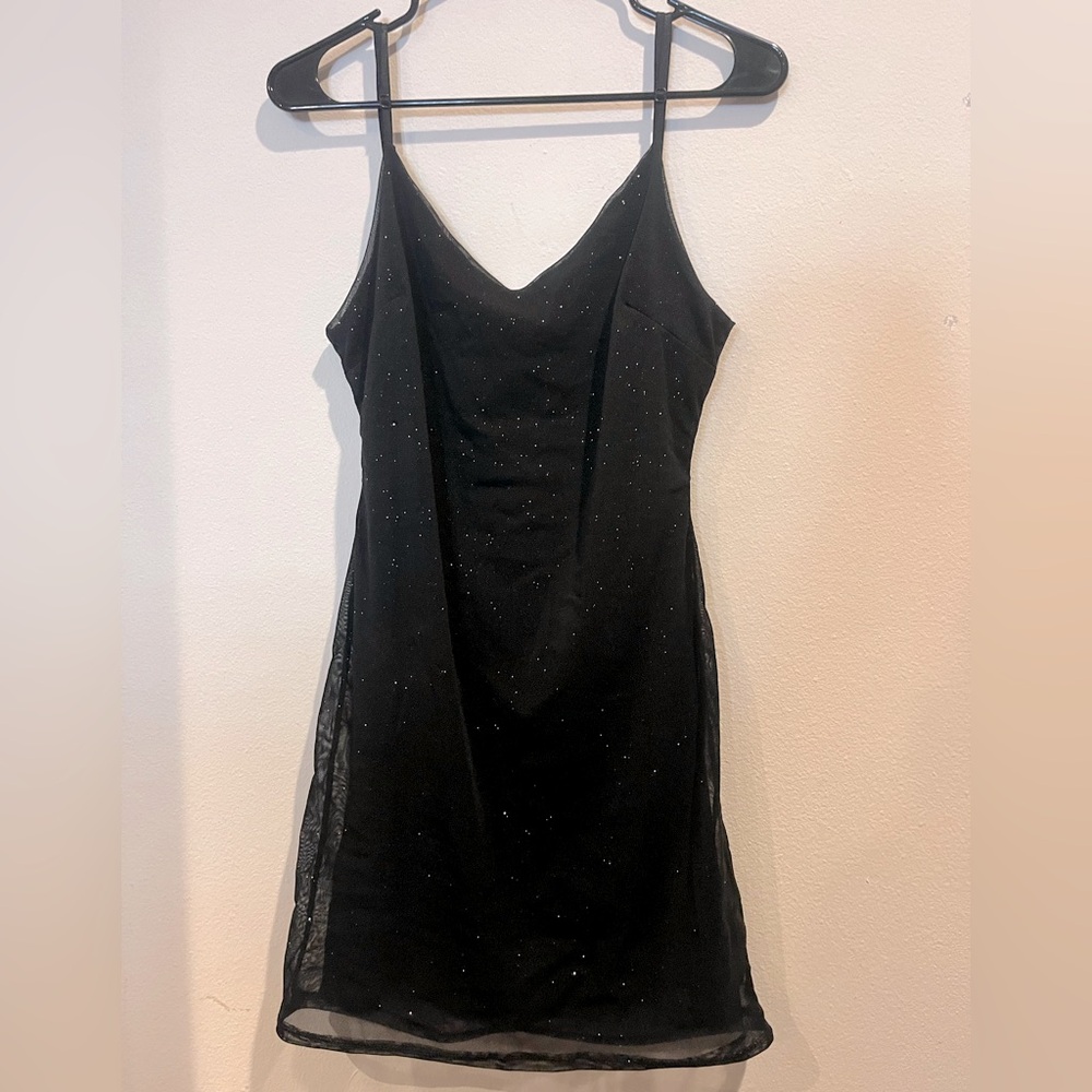 Black Sleeveless V-Neck Slip Mini Dress
